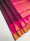 VSF1134 - purple color body , rani pink color pallu,blouse - Pure silk saree