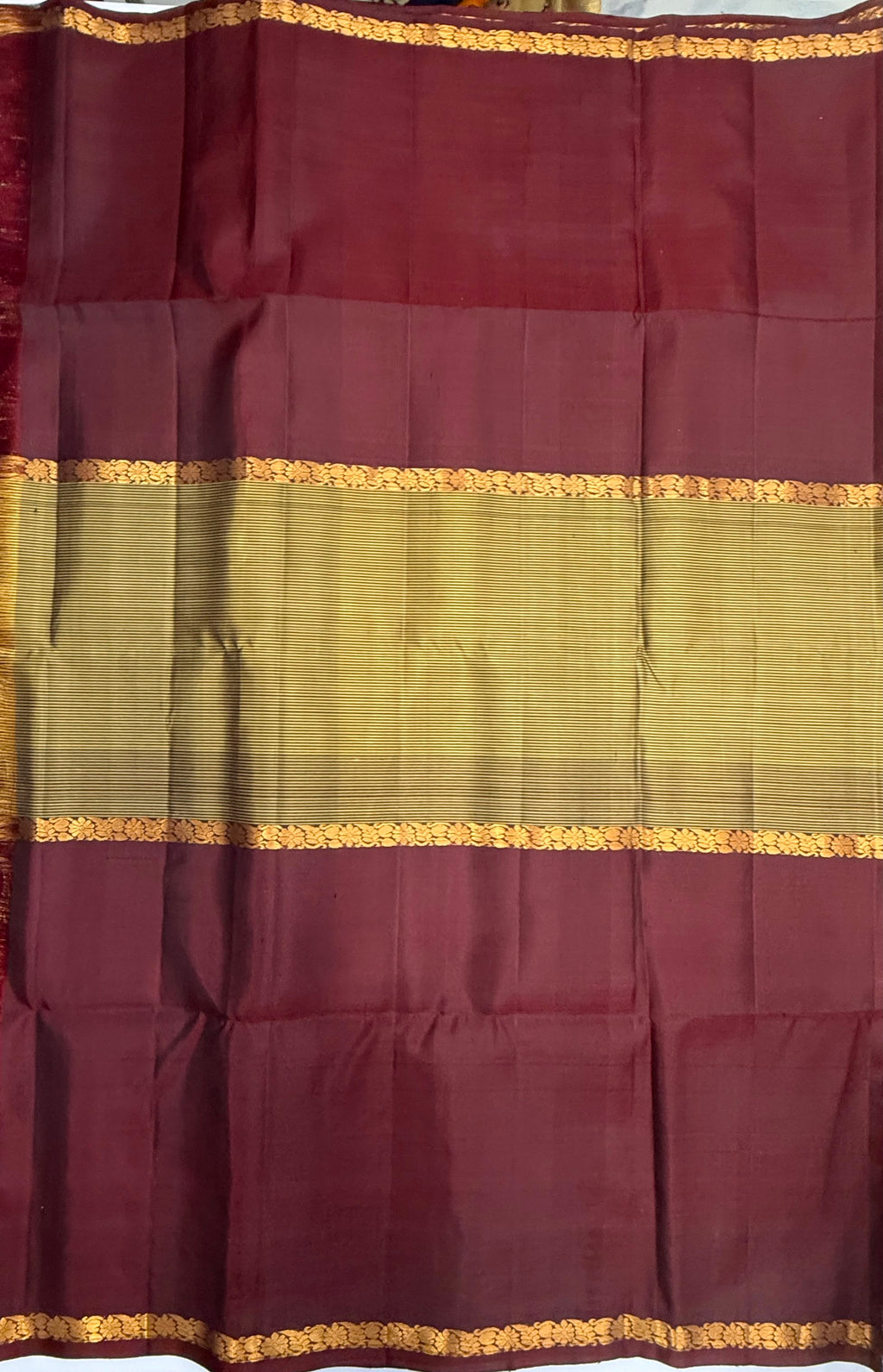 VSF1135 - dark maroon color body , pallu,blouse - Pure silk saree