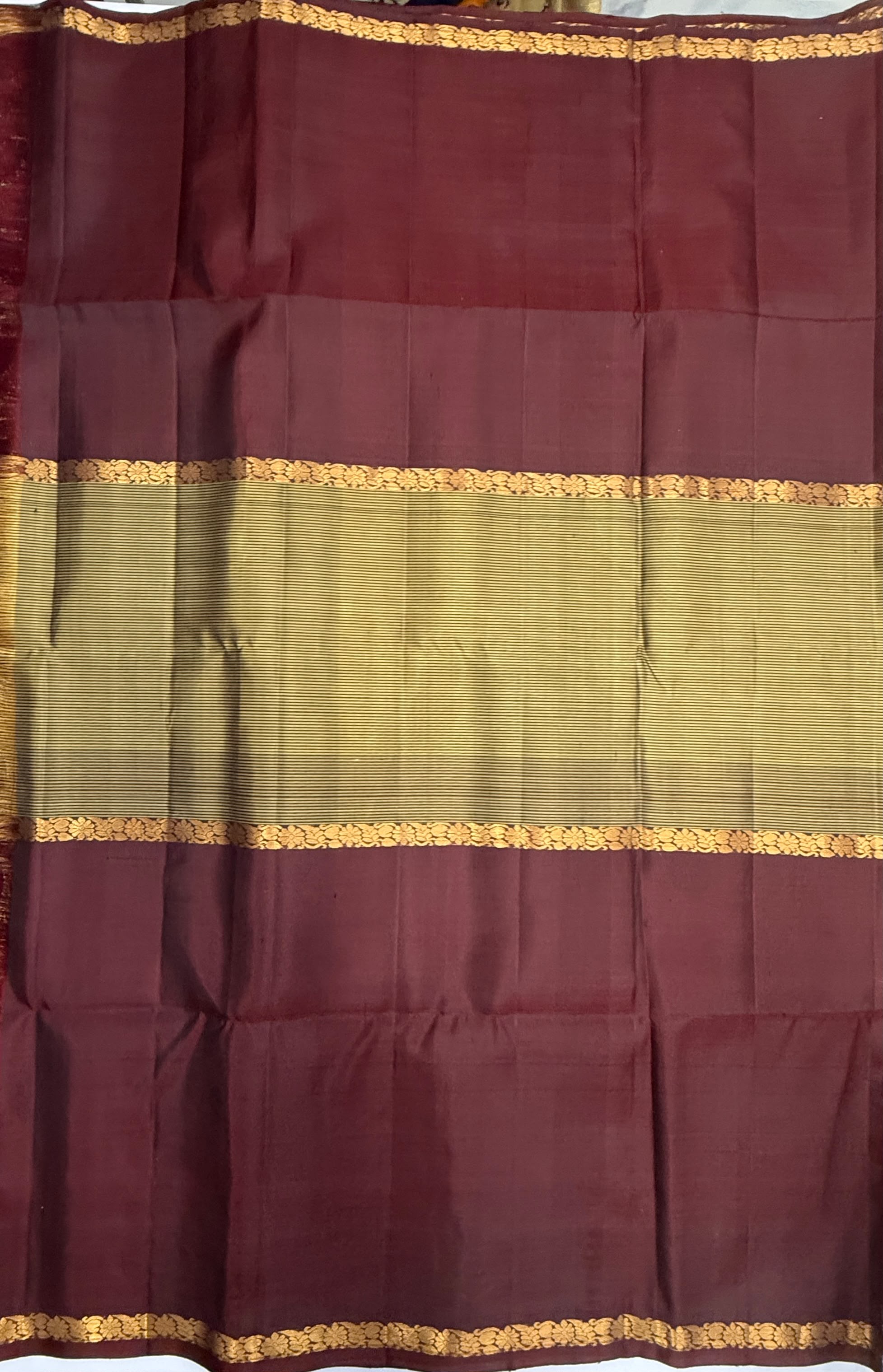 VSF1135 - dark maroon color body , pallu,blouse - Pure silk saree