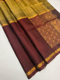 VSF1135 - dark maroon color body , pallu,blouse - Pure silk saree