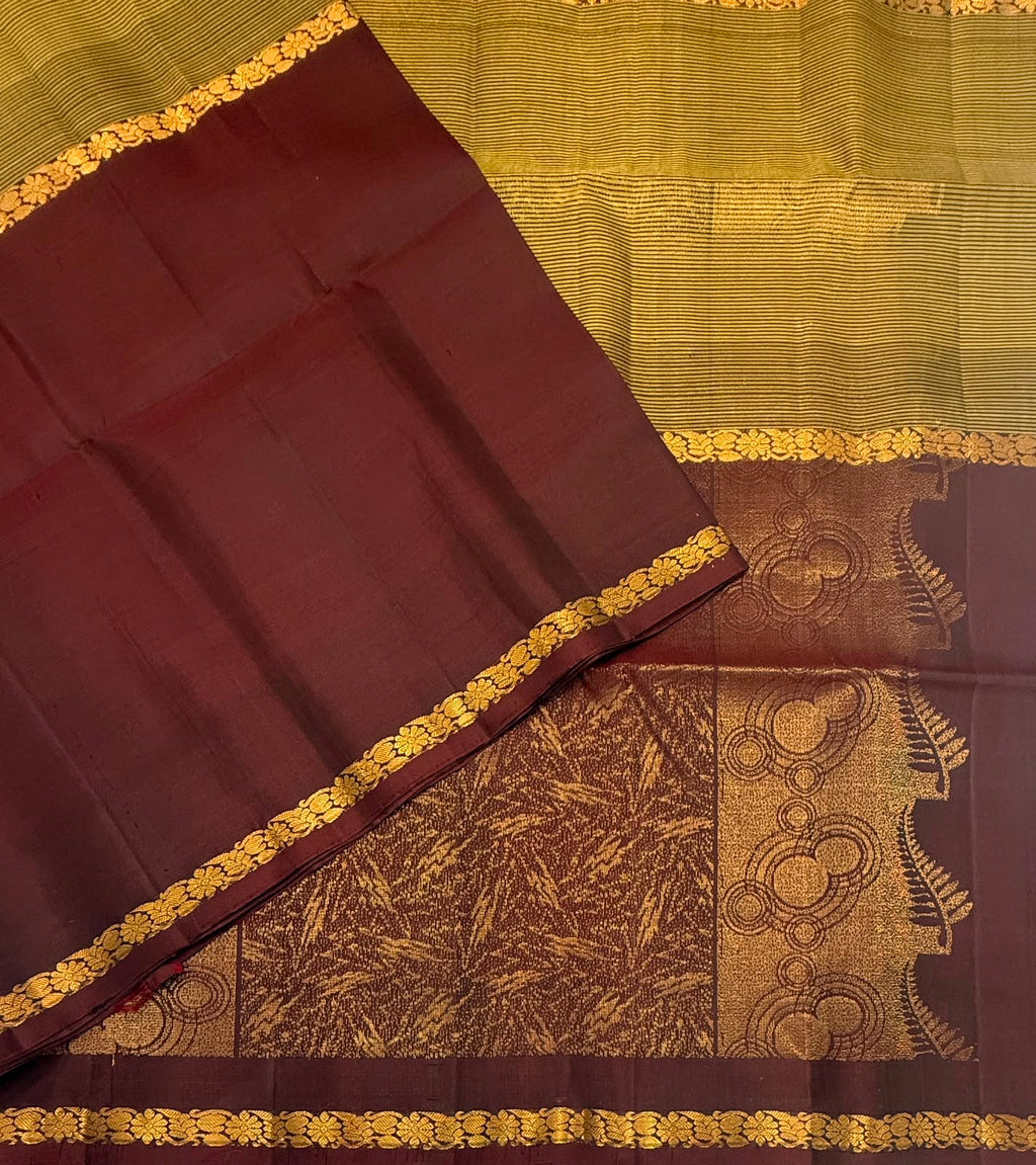 VSF1135 - dark maroon color body , pallu,blouse - Pure silk saree