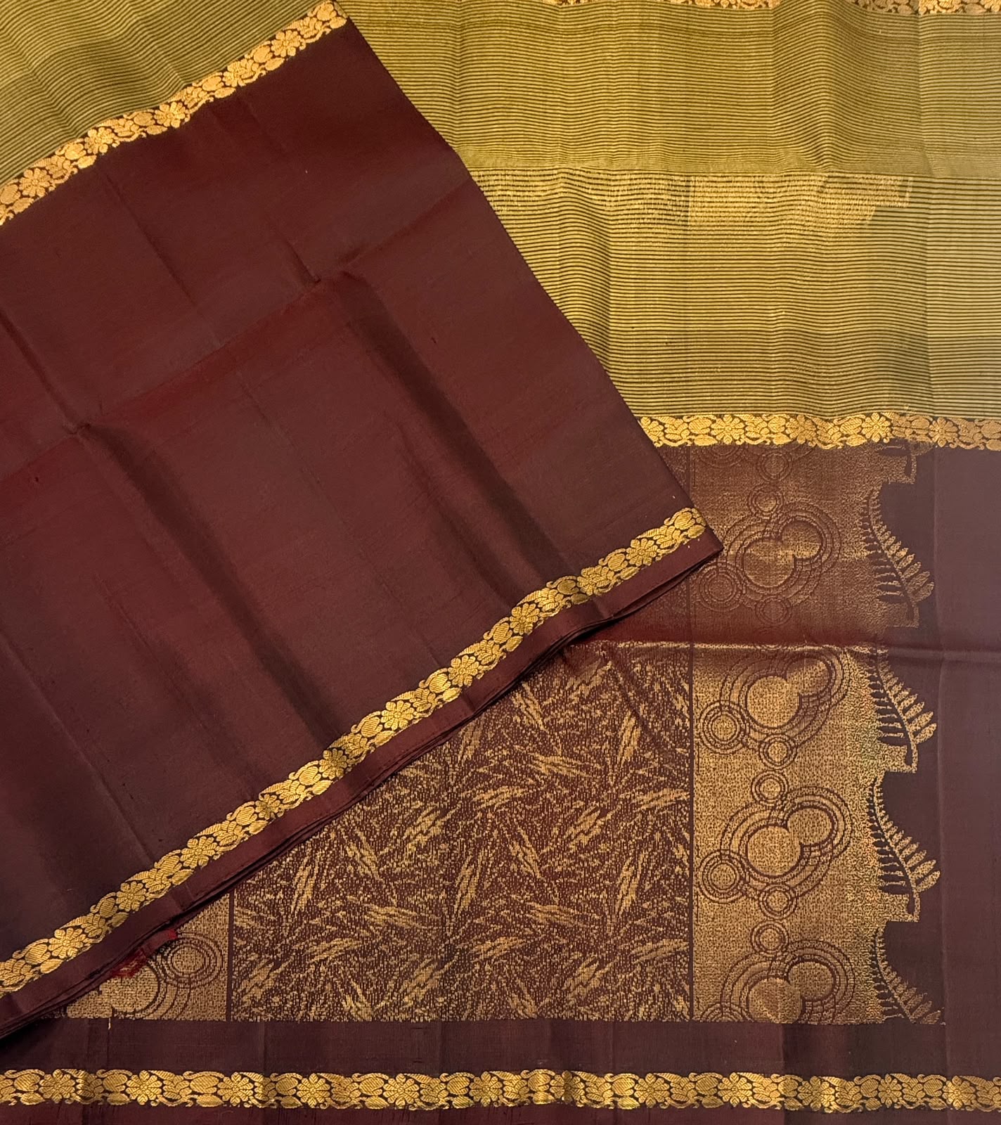 VSF1135 - dark maroon color body , pallu,blouse - Pure silk saree