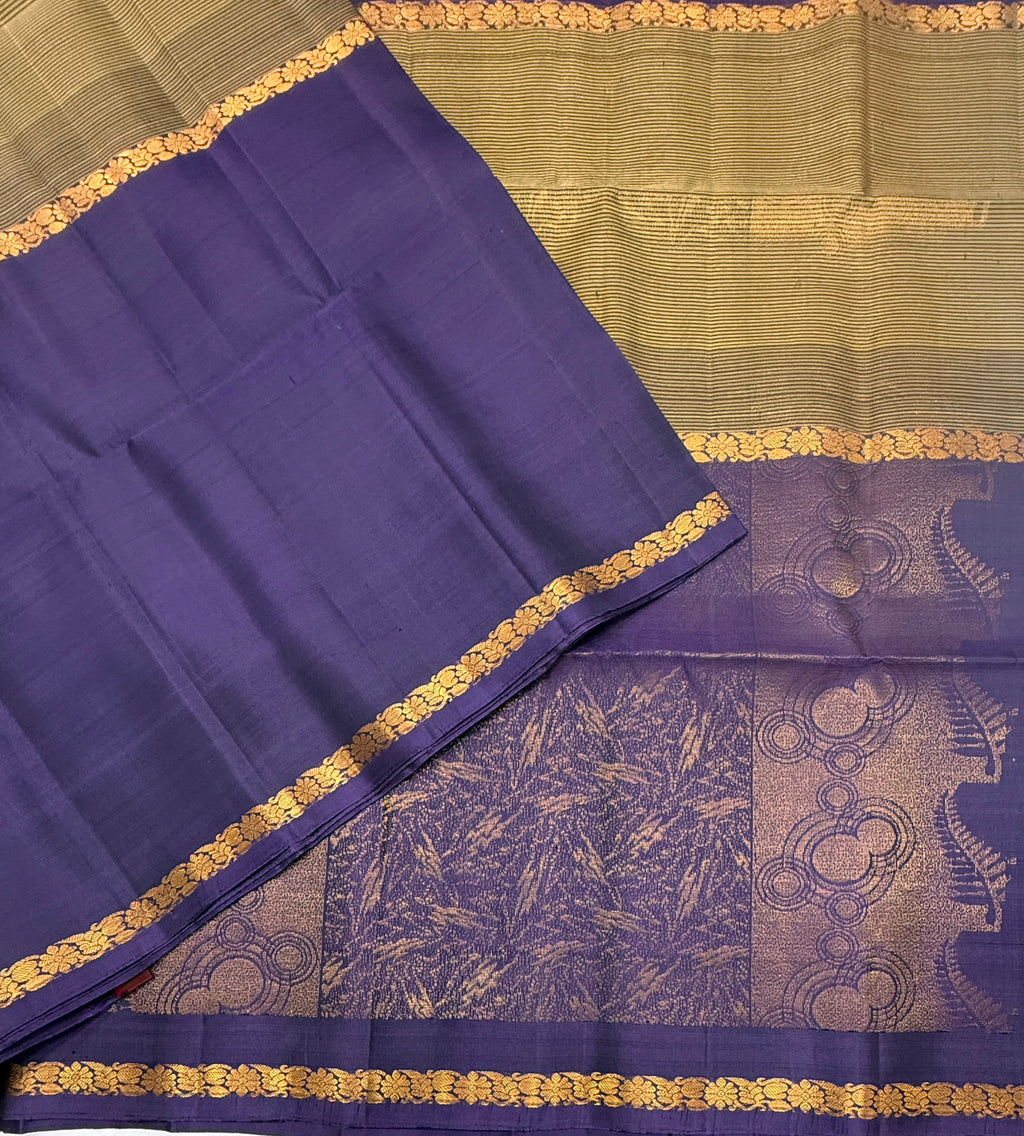 VSF1136 - lavender color body , pallu,blouse - Pure silk saree