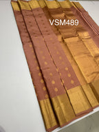 VSM489 - onion pink color body , color pallu , blouse&nbsp;