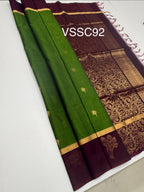VSSC92 - mehandi green color body , light purple color pallu , blouse.