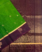 VSSC92 - mehandi green color body , light purple color pallu , blouse.
