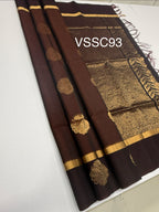 VSSC93 - rust orange color body , dark purple color pallu , blouse.