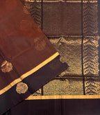 VSSC93 - rust orange color body , dark purple color pallu , blouse.