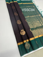 VSSC94 - dark purple color body , peacock green color pallu , blouse.