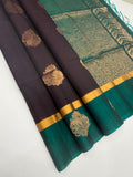 VSSC94 - dark purple color body , peacock green color pallu , blouse.