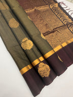 VSSC95 - pastel green color body , dark purple color pallu , blouse.