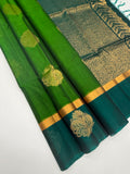 VSSC96 - mehandi green color body , peacock green color pallu , blouse.