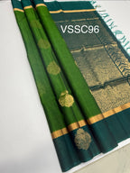 VSSC96 - mehandi green color body , peacock green color pallu , blouse.