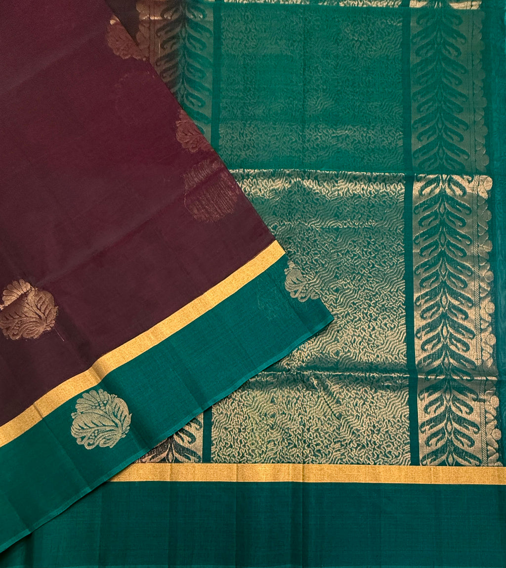 VSSC97 - purple color body , peacock green color pallu , blouse.