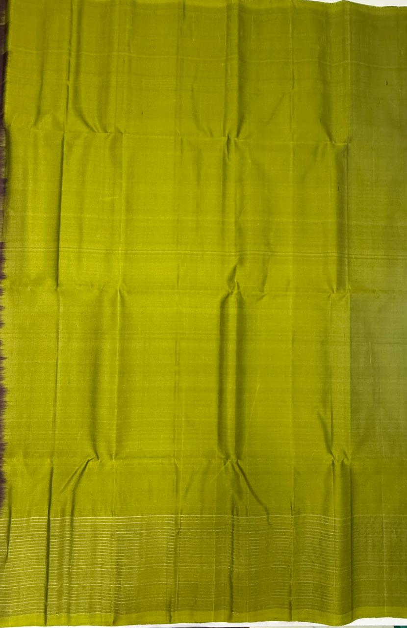 VST301 - violet color body , olive green color pallu , blouse - Pure silk saree