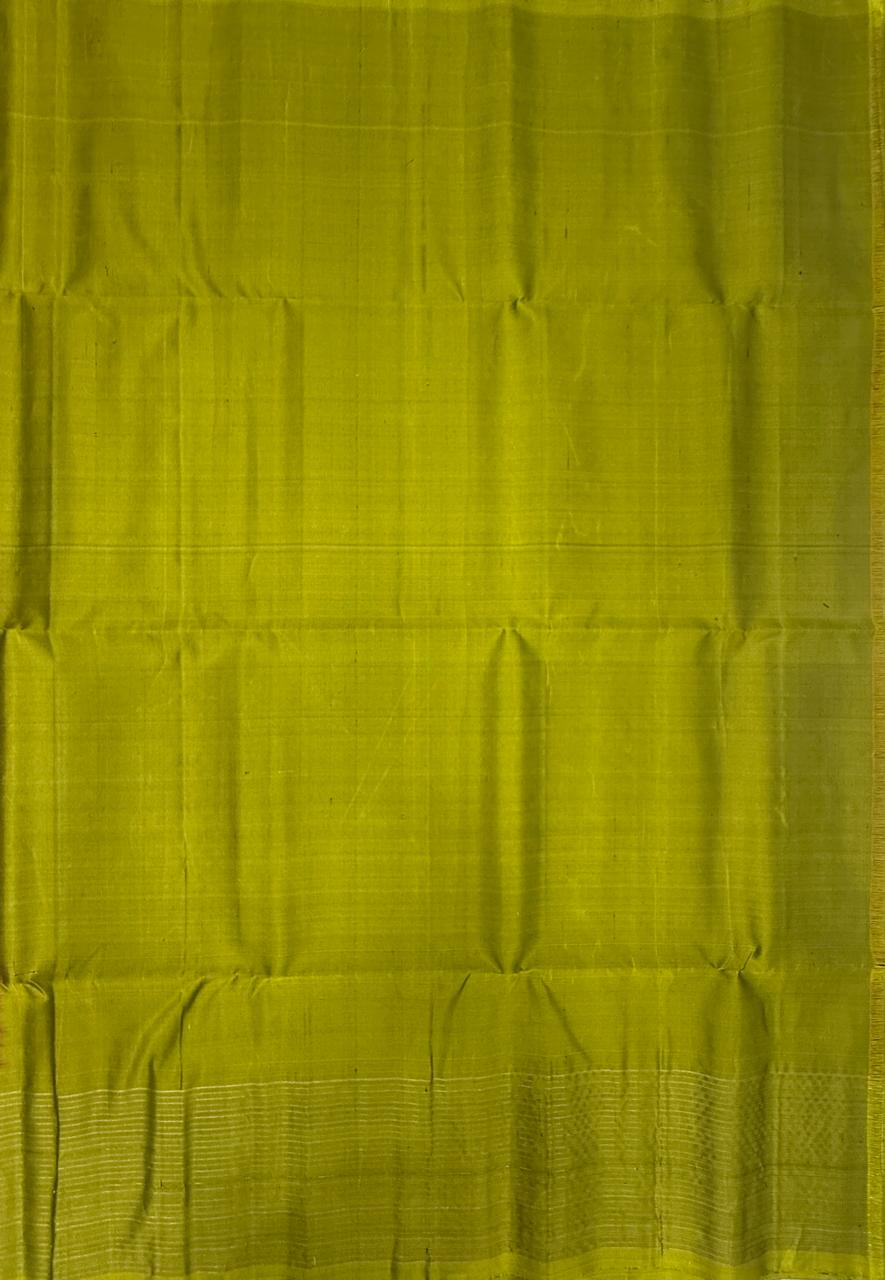VST302 - purple color body , olive green color pallu , blouse - Pure silk saree