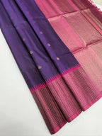VST303 - violet color body , purple color pallu , blouse - Pure silk saree