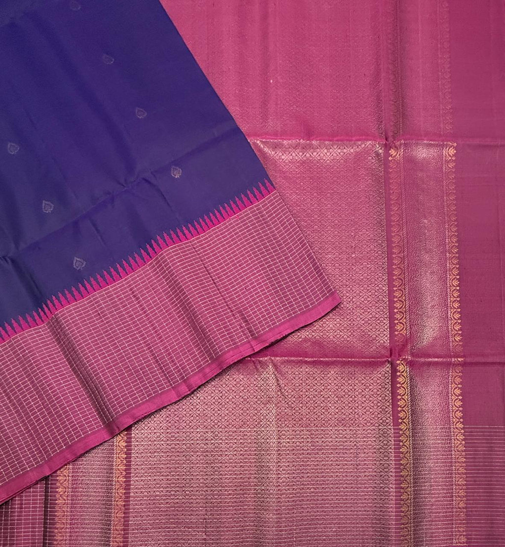VST303 - violet color body , purple color pallu , blouse - Pure silk saree