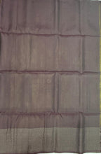 VST304 - olive green color body , dark purple color pallu , blouse - Pure silk saree