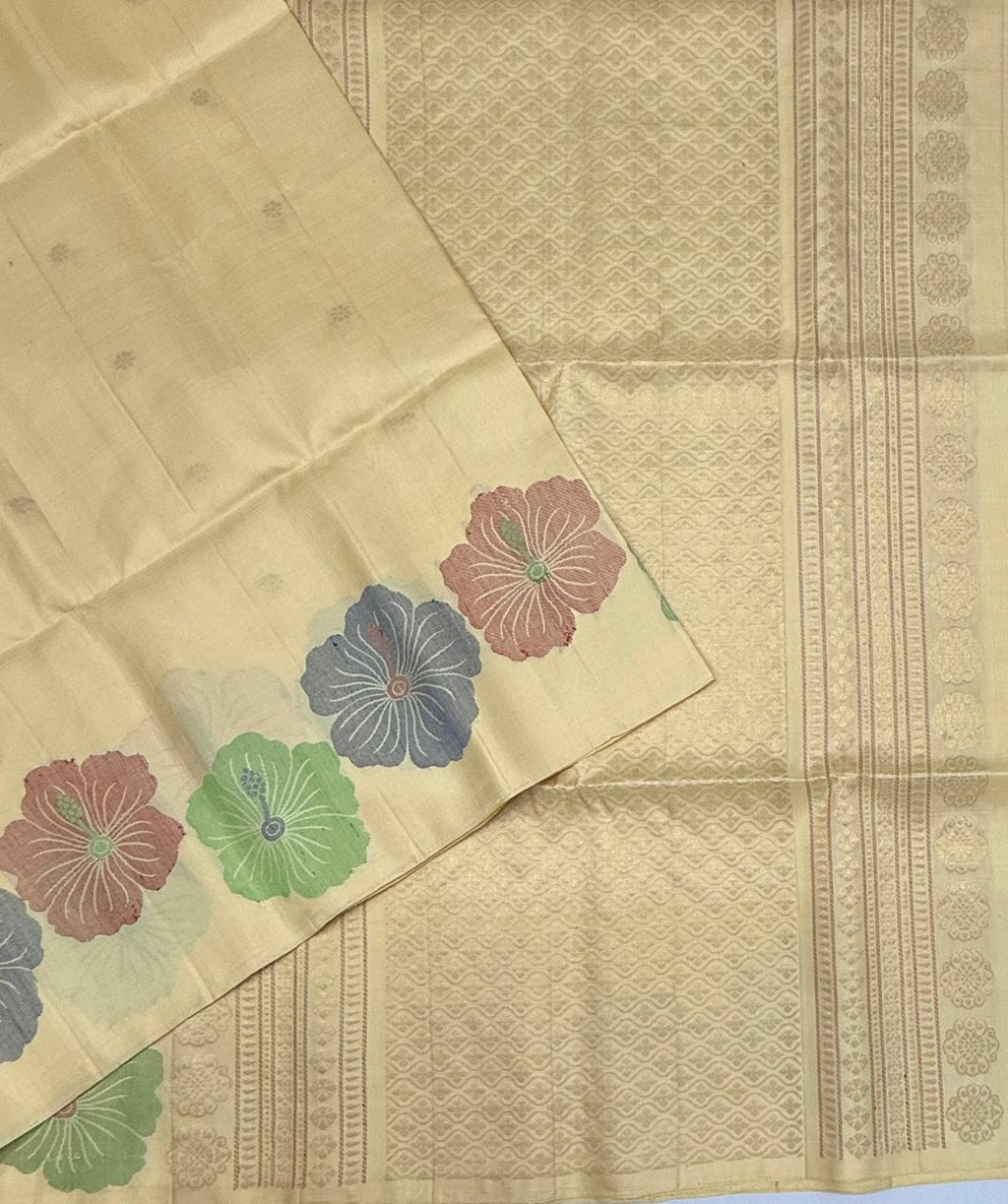 VST305 - sandal color body , pallu , blouse - Pure silk saree