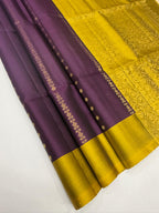 VSCB649 - purple color body , yellowish green color pallu , blouse - Pure silk saree