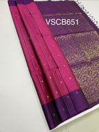 VSCB651 - light purple color body , violet color pallu , blouse - Pure silk saree