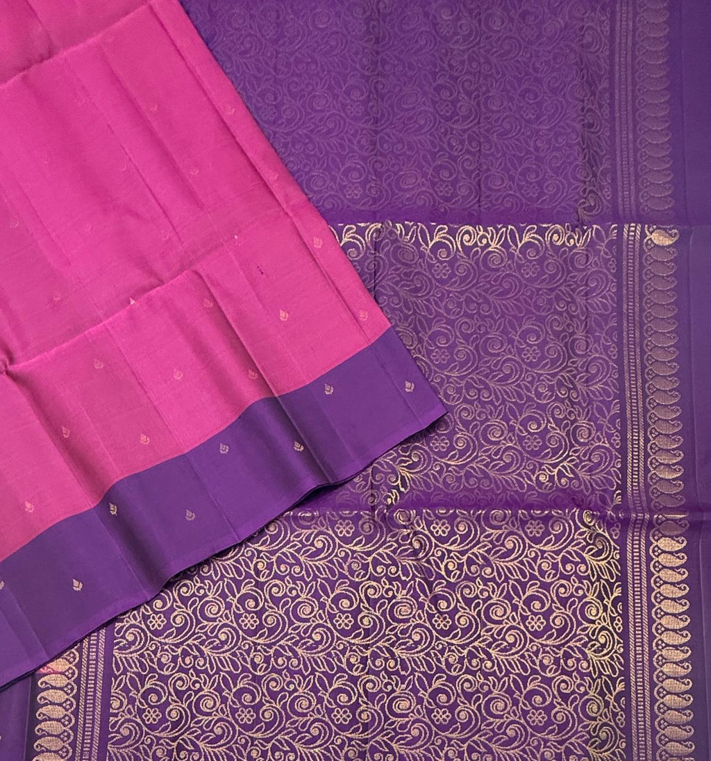 VSCB651 - light purple color body , violet color pallu , blouse - Pure silk saree