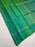 VSF1137 - bluish green color body , pallu , blouse - Pure silk saree