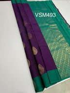 VSM493 - violet color body , peacock green color pallu , blouse