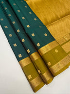 VSM491 - peacock green color body , yellowish green color pallu , blouse&nbsp;