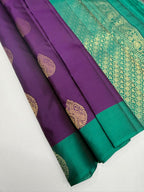 VSM493 - violet color body , peacock green color pallu , blouse