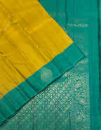VSM496 - yellowish green color body , pastel green color pallu , blouse