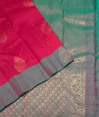 VSM494 - rani pink color body , dual blue color pallu , blouse