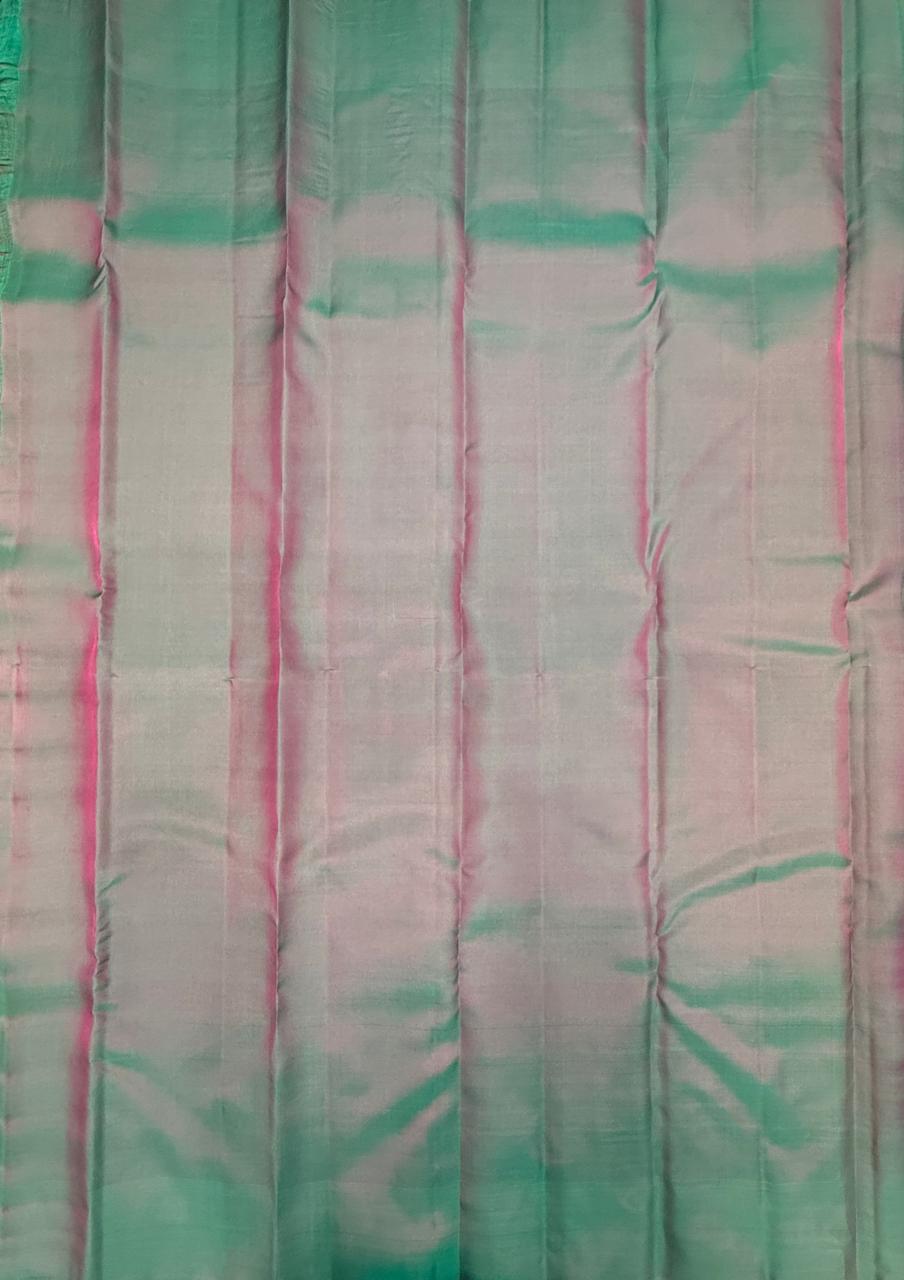 VSM494 - rani pink color body , dual blue color pallu , blouse