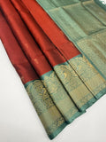 VST310 - maroon color body , pastel green color pallu,blouse - Pure silk saree