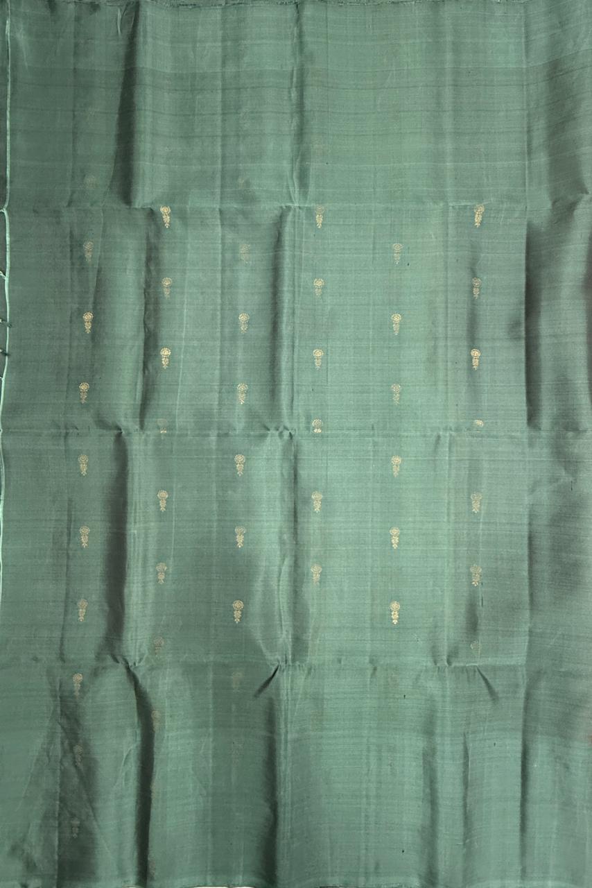 VST310 - maroon color body , pastel green color pallu,blouse - Pure silk saree