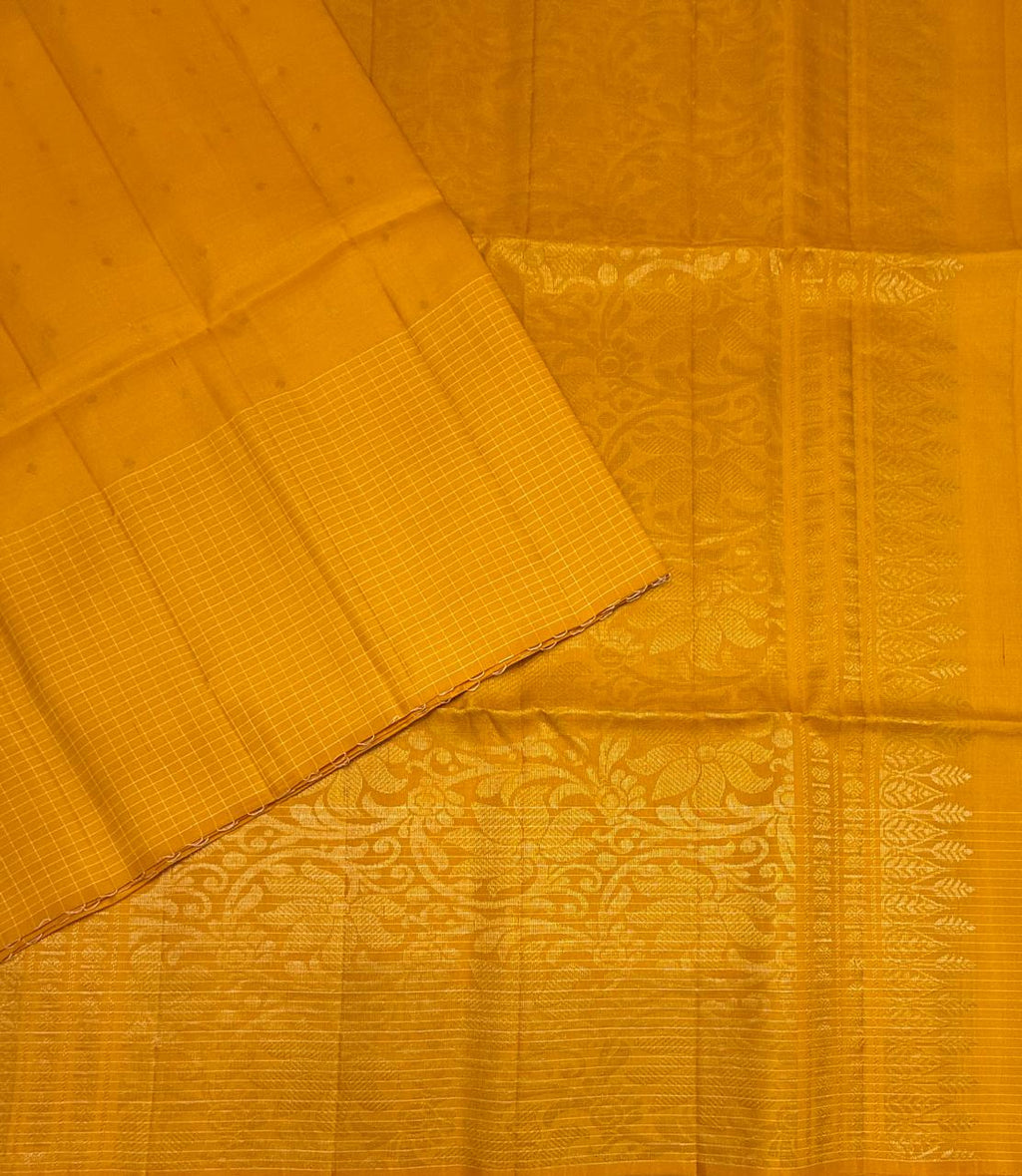 VST312 - yellow color body , pallu,blouse - Pure silk saree