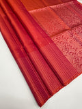 VST313 - pinkish orange color body , pallu,blouse - Pure silk saree