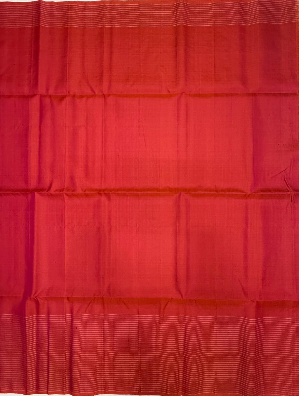 VST313 - pinkish orange color body , pallu,blouse - Pure silk saree