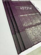 VST314 - dark purple color body , pallu,blouse - Pure silk saree