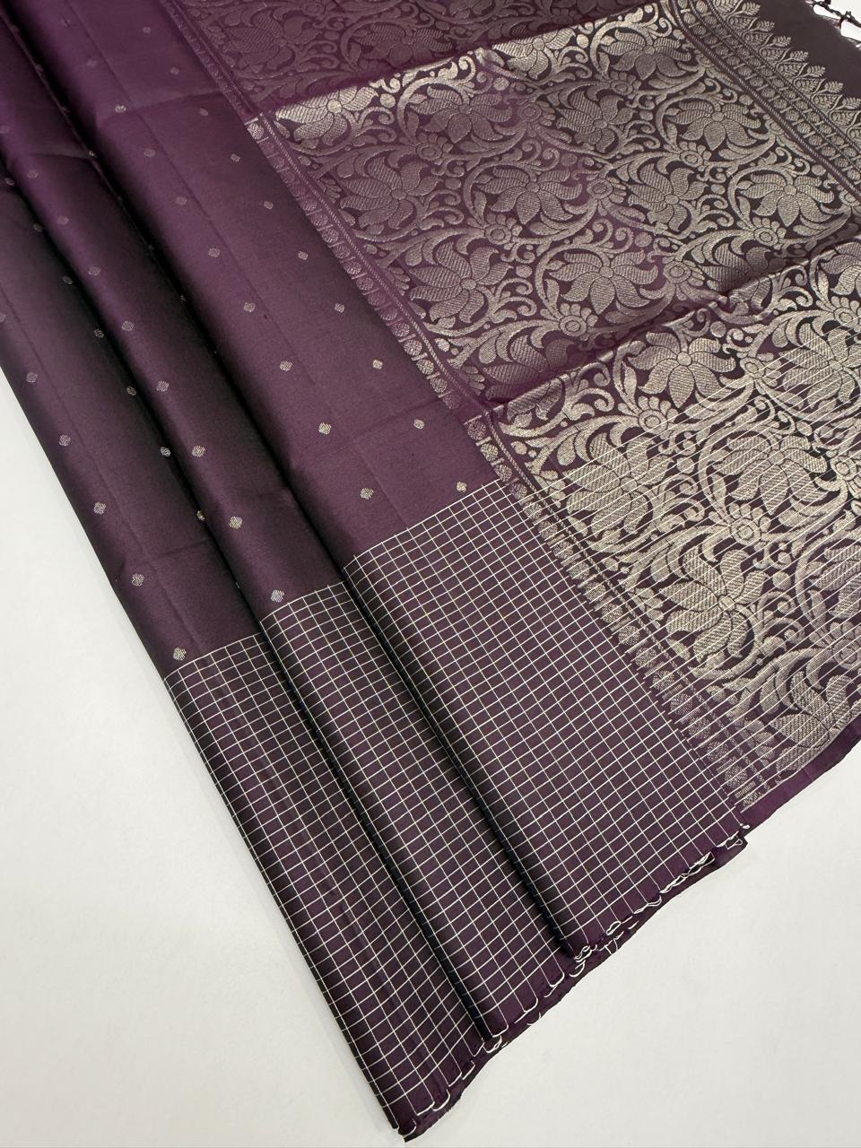 VST314 - dark purple color body , pallu,blouse - Pure silk saree