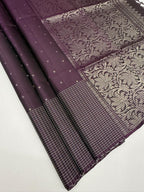 VST314 - dark purple color body , pallu,blouse - Pure silk saree