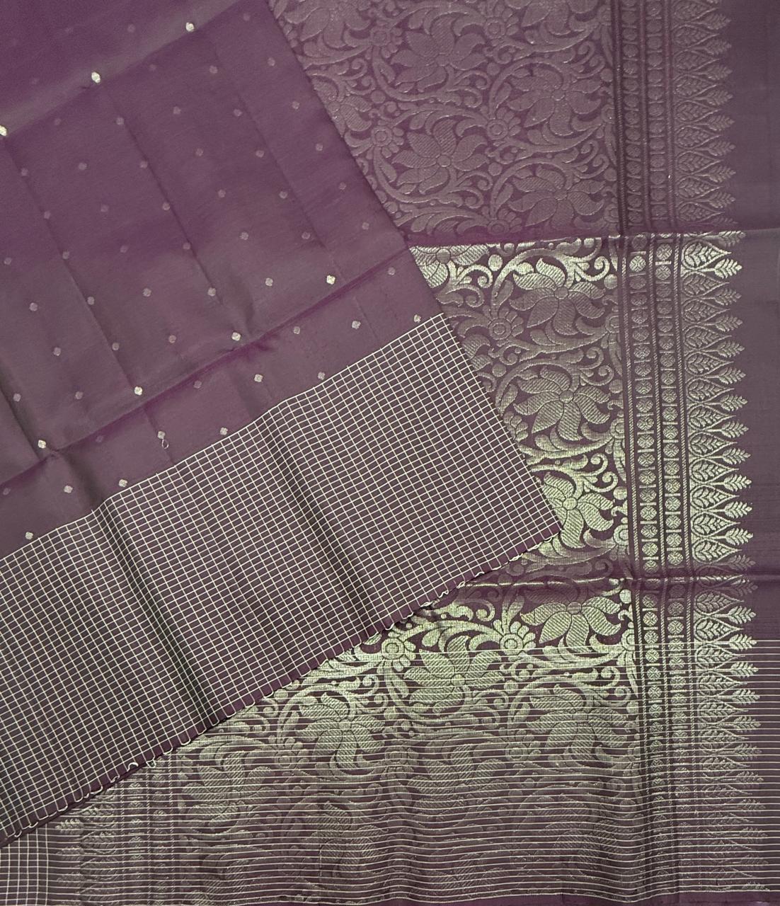 VST314 - dark purple color body , pallu,blouse - Pure silk saree
