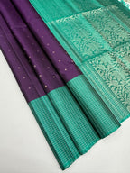 VST316 - violet color body , sea blue color pallu,blouse - Pure silk saree
