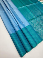 VST318 - sky blue color body , pink with black color pallu,blouse - Pure silk saree