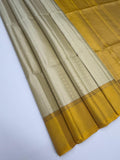 VSF1138 - beige color body , yellow color pallu,blouse - Pure silk saree