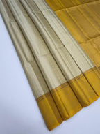 VSF1138 - beige color body , yellow color pallu,blouse - Pure silk saree
