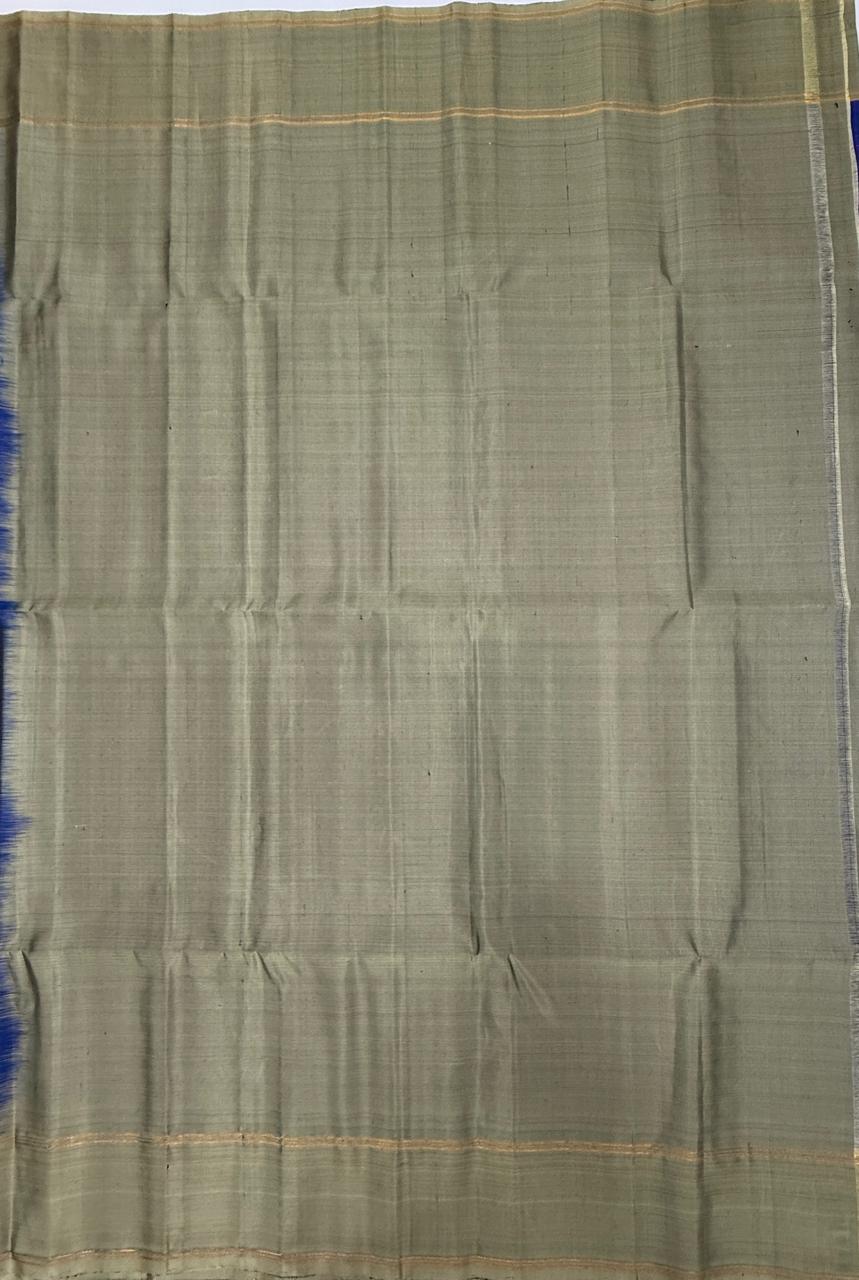 VSF1139 - ink blue color body , beige color pallu,blouse - Pure silk saree