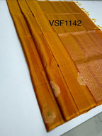 VSF1142 - red with yellow color body , pallu,blouse - Pure silk saree