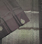 VSF1143 - dark brown color body , pallu,blouse - Pure silk saree